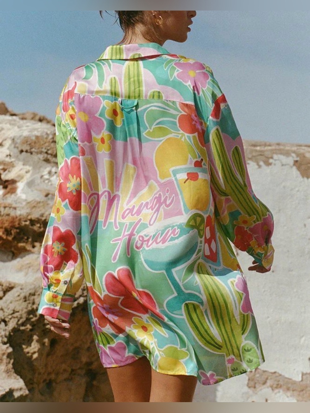 FREE PEOPLE X SPELL MARGI HOUR SHIRT DRESS IN TUTTI FURRI